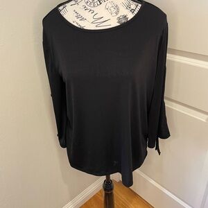 Jaclyn Smith Black top with cut-out arms with ties Size Large